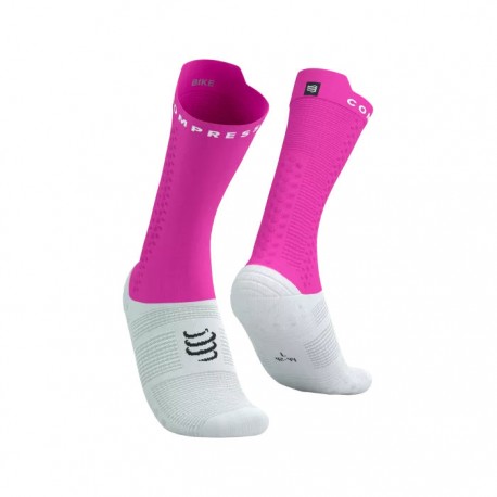 Calcetines COMPRESSPORT Pro Racing Socks v4.0 Bike Blanco Rosa