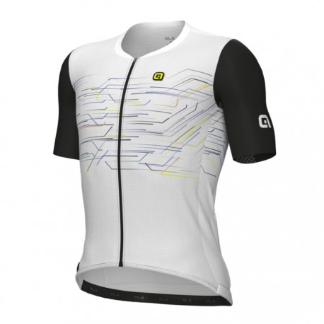 Maillot ciclismo ALÉ corto PR-E Megabyte Blanco Negro